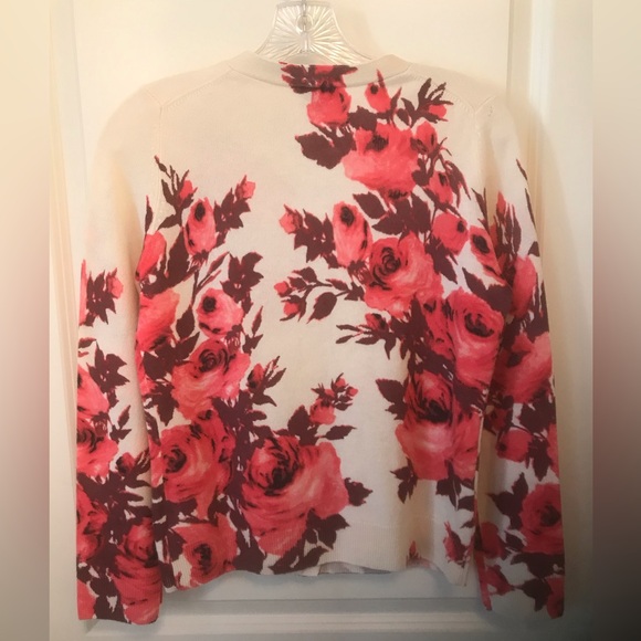 NWOT Talbots Petite Small Ivory Multi Floral Cashmere Cardigan Sweater - Picture 9 of 10